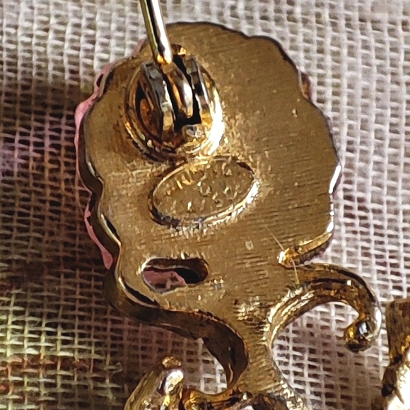 Whiting & Davis Fruit Salad Pink Rose Molded Lucite Vintage Brooch Gold Tone EUC - Picture 9 of 13